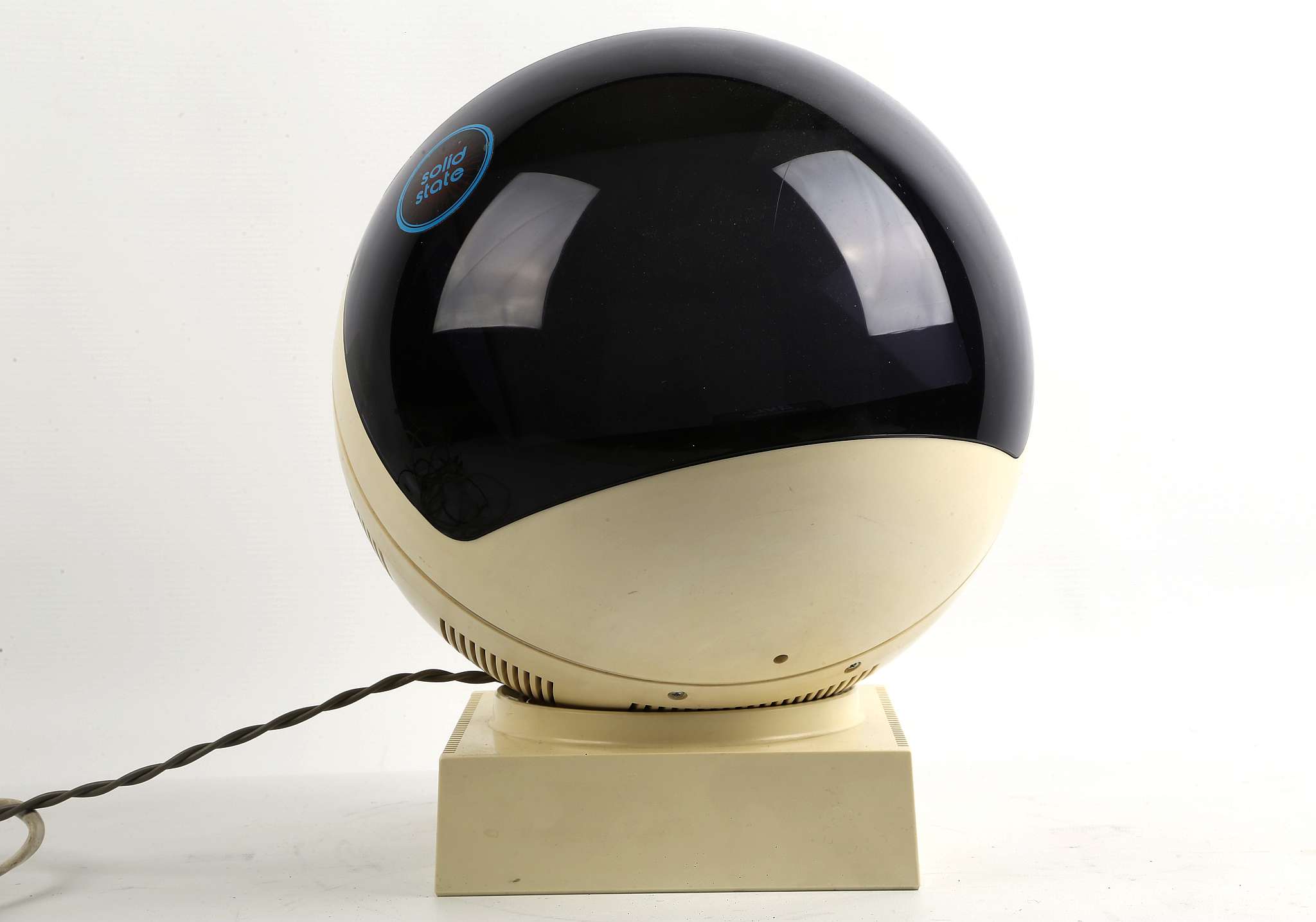 A JVC VIDEOSPHERE TV, CIRCA 1970, model 3240 with white ABS case and
