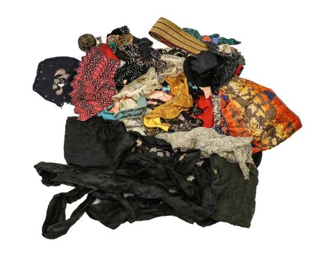 Assorted Mainly Early 20th Century Costume Accessories, comprising beadwork appliques modelled as birds etc, paste set appliq
