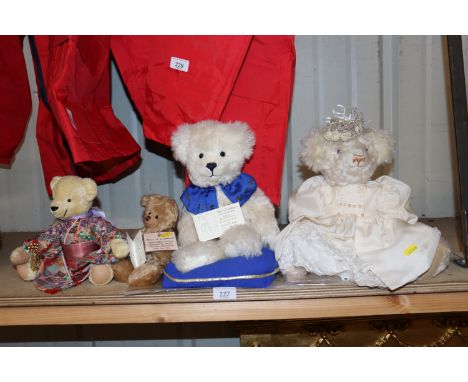 Two Barbara K Burke Teddy bears, an Anne Pop Teddy Bear and Langdale Bear&nbsp;