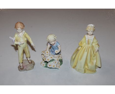 Three Royal Worcester figurines "Grandmothers Dress"; "May" and "The Parakeet" AF