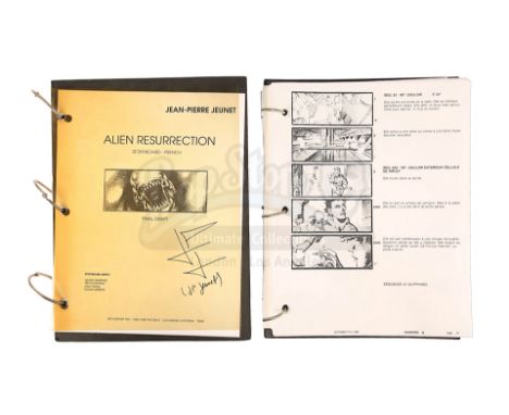 Jean-Pierre Jeunet's personal storyboard binder from the production of his sci-fi action sequel Alien: Resurrection. The stor