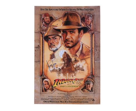 An autographed one-sheet poster from the promotion of Steven Spielberg's action-adventure sequel Indiana Jones and the Last C