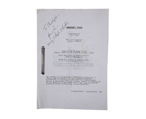 Sir Christopher Lee's personal shooting script from the production of Tim Burton's slasher musical Sweeney Todd: The Demon Ba