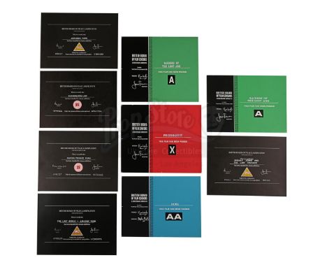 Nine British Board of Film Classification certificates, each issued for Steven Spielberg-directed or produced films. These ce
