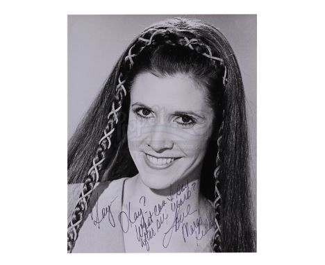 An autographed photograph from the promotion of Richard Marquand's Star Wars: Return of the Jedi. The black-and-white promoti