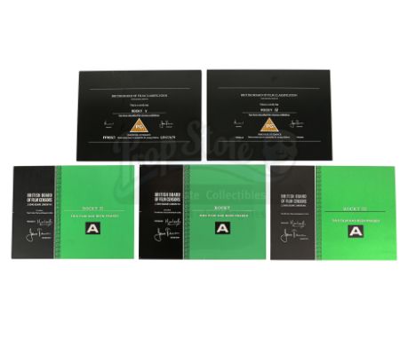Five British Board of Film Classification certificates issued for each of the first five Rocky films. These certificates were