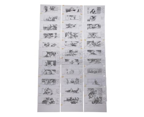 A set of Stephen Forrest-Smith hand-drawn storyboards from the production of Stephen Sommers' action adventure The Mummy. Con