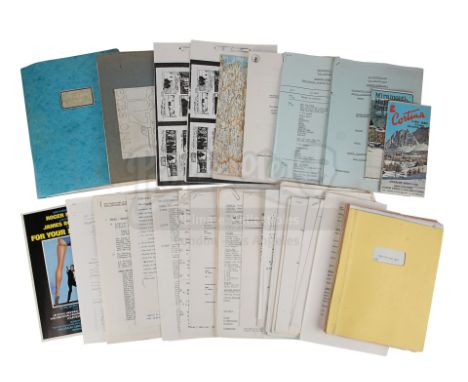 A script, collection of storyboards and assorted ephemera from the production of John Glen's Bond movie For Your Eyes Only. B