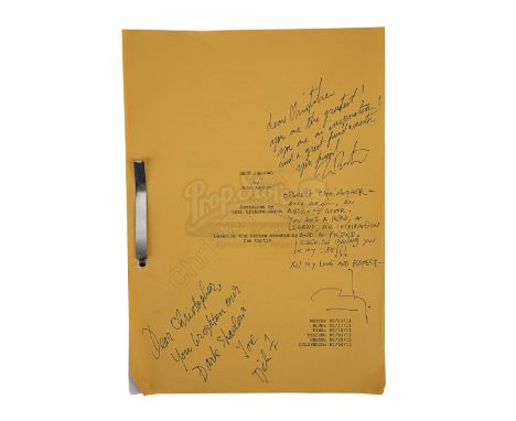 Sir Christopher Lee's personal cast-autographed shooting script from the production of Tim Burton's horror-comedy Dark Shadow