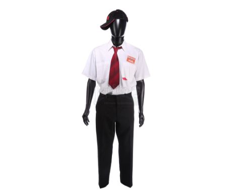 Shaun's (Simon Pegg) sales advisor costume from Edgar Wright's horror comedy Shaun of the Dead. Shaun wore his costume throug