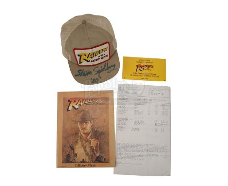 A crew cap autographed by Steven Spielberg, a collector's album, a call sheet and a screening ticket from the production and 