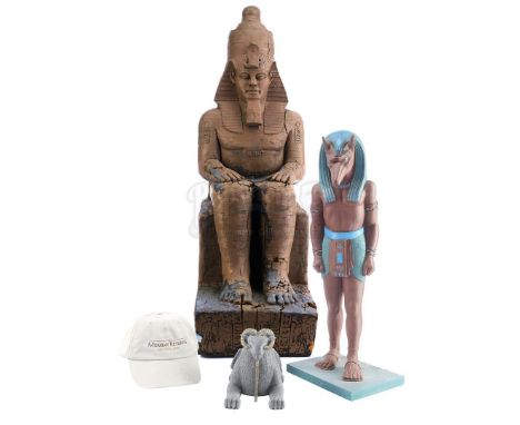 Egyptian model miniatures and a crew hat from the productions of Stephen Sommers' action horror films The Mummy and The Mummy