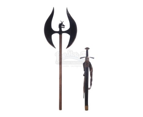 The Dragonslayer's axe and a knight's sword from Rob Cohen's fantasy adventure DragonHeart. An axe was carried by one of the 