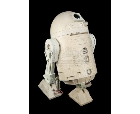 A full-size production-made R2 unit from the production of George Lucas' Star Wars prequel trilogy. R2 astromech droids were 