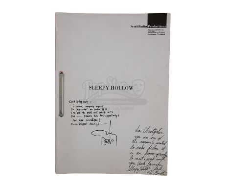 Sir Christopher Lee's personal filming script autographed by the cast from the production of Tim Burton's fantasy horror Slee