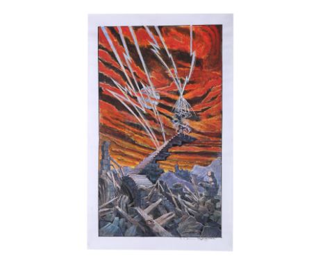 A hand-painted concept from the production of Russell Mulcahy's fantasy action-adventure Highlander. Created by production de