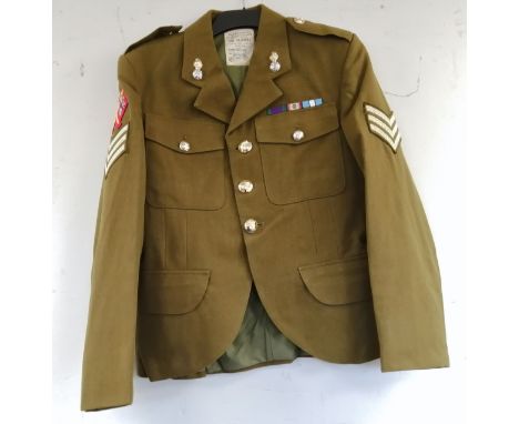 British Army dress uniform jacket having J Compton Sons &amp; Webb Ltd label "24184065 Grant", HLI staybrite buttons, Highlan