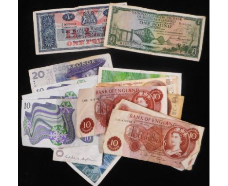 Banknotes. British Linen Bank. One pound. 1st July 1963. A/4 952002. Walker. EF. Commercial Bank of Scotland. One pound. 1st 
