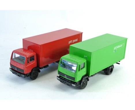 NZG 1/50 scale Duo of Commercial Trucks. PTT Livery. Red and Green versions. Excellent. (2)