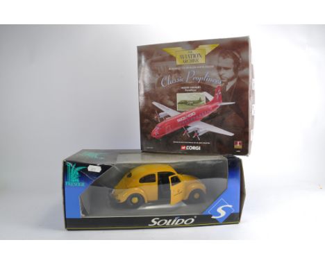 Solido 1/18 Scale VW Beetle plus Corgi Parcel Force Vickers Viscount. Near Mint with Boxes. (2)