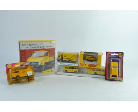 Group of  smaller scale post / mail related plastic / diecast vehicles from various makers. Near Mint with boxes. (6)