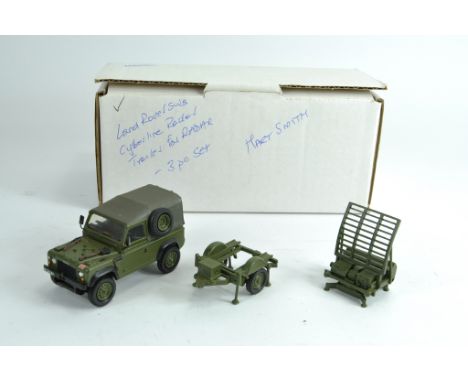 Hart Smith Models 1/48 Scale 5 pc set comprising Land Rover SWB with Cyberline Radar and Trailer. Near Mint. 