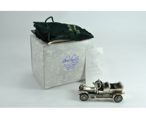 Rare Bruce Russell of Guernsey Silver Rolls Royce. Unique item cost £247 in 1995. Complete with box and authentication.