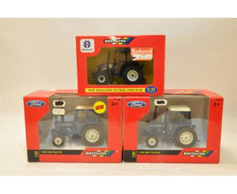 Britains 1/32 New Holland TN75DA, Ford 7600 plus Ford 6600 Tractor Trio. Mint in Boxes. (3)