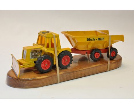 Matchbox Muirhill Tractor with Trailer on plinth. Excellent.