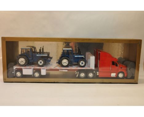 Impressive and bespoke 1/32 scale presentation display comprising Truck and Ford Tractor Models. 