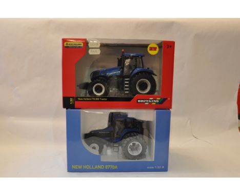 Britains 1/32 New Holland T8.390 plus ROS 1/32 New Holland 8770A Tractor Models. Mint in boxes. (2)