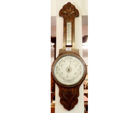 An oak framed Aneroid barometer, 81cm 