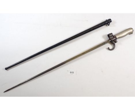 A French Mle 1886 bayonet and scabbard, blade 52cm 