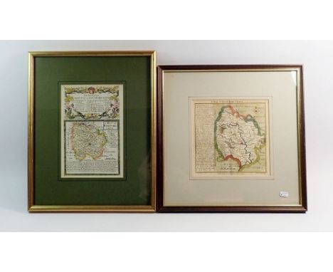 An 18th century map by Owen of The Road From Bristol to Westchester plus a map by Tome of Herefordshire 1742, 15 x 15cm 