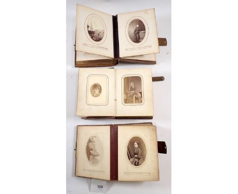 Three 19th century albums of portrait photographs and carte de visits, Ludlow connection
