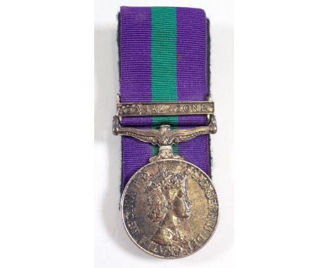 A QEII Paratroopers General Service Medal with Canal Zone Bar awarded to Pte K B Eacock, Para 22713146 