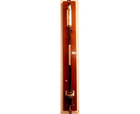 A Stanley marine stick barometer on mahogany board, 110cm tall 