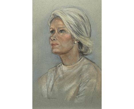 English School (20th century): Bust Length Portrait of a Lady, pastel indistinctly signed 50cm x 34cm; Jean Bloot (British 20