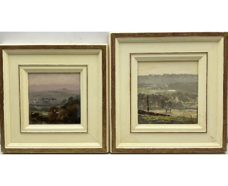 GR (Northern British Contemporary): 'Light on the Wharfe from Kearby Cliff' and 'Almscliff Crag from Kearby Cliff', near pair