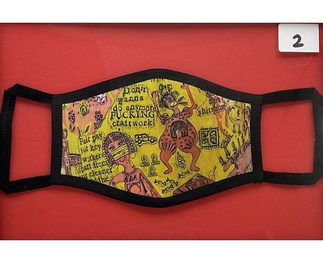 Grayson Perry RA (British 1960-): ‘We shall catch it on the Beaches’, face covering framed 20cm x 29cm