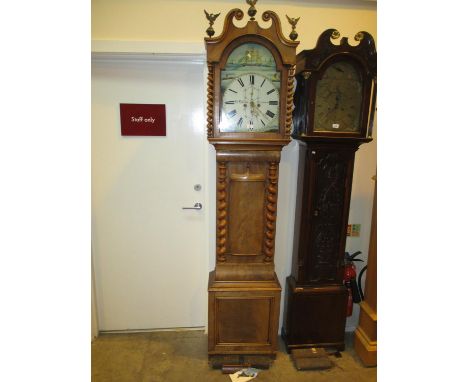 George Lumsden Pittenweem 8 Day Mahogany Longcase Clock having a Painted Arch Top Dial 