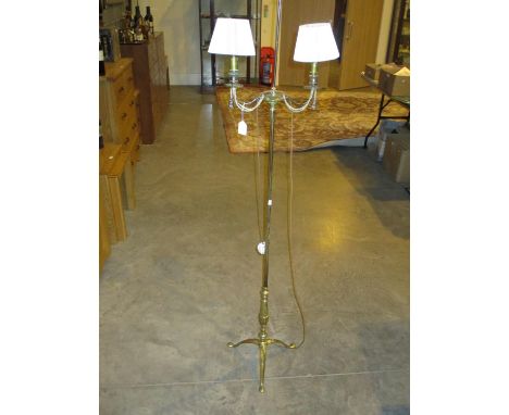 Brass Standard Lamp on Tripod Base 
