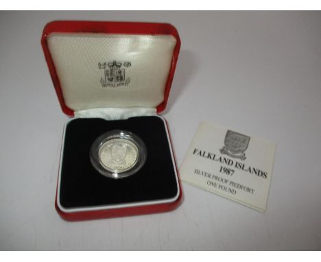 Royal Mint Falkland Islands 1987 Silver Proof Piedfort One Pound 