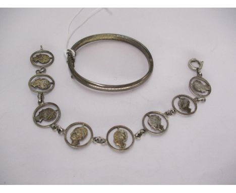 Childs Silver Bangle by Charles Horner, Chester 1914, and a Cut Out Coin Bracelet 