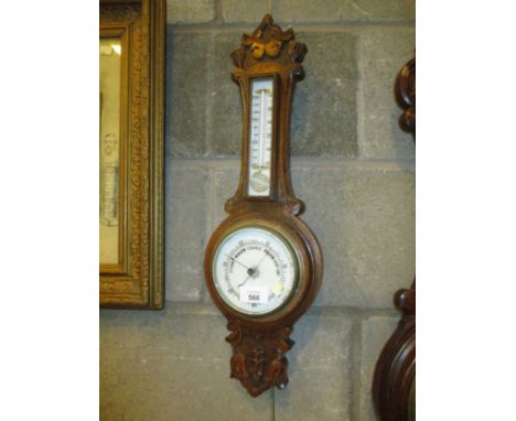 Carved Oak Barometer 