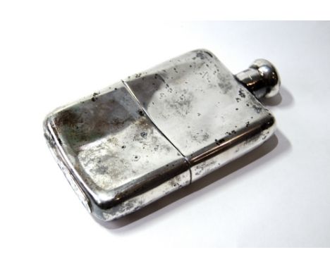 Silver pocket flask, curved, with detachable cup by Hutton & Sons, Sheffield 1918, 8oz.