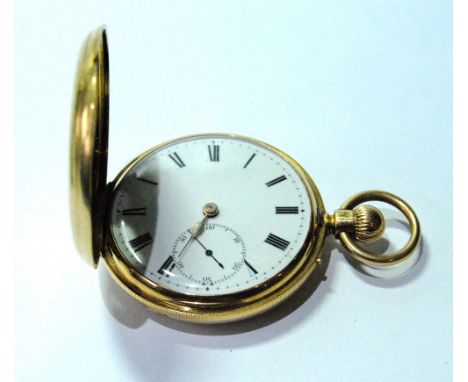 Keyless lever pocket watch by Parkinson & Bouts, London, no. 37086, three quarter plate, in 18ct gold half hunter case, by A.