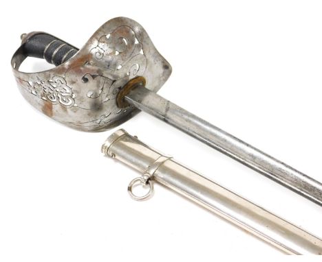 An Edward VII British Army officers dress sword by Wilkinson, the fullered 82cm blade stamped Wilkinson London, the steel bas