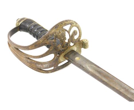 A George V British Army officers sword for the Durham Light Infantry, by J R Gaunt and Son Ltd of London, etched blade 82cm, 