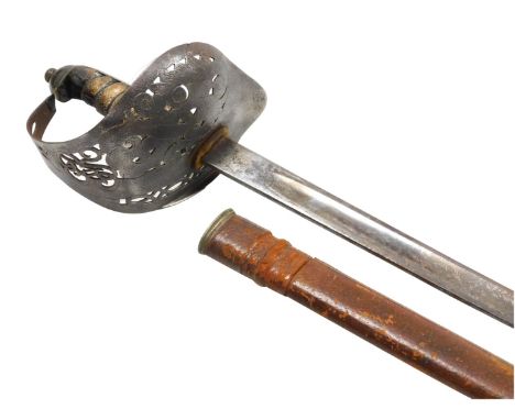 A George V British Army officers dress sword, the blade 82cm, with etched decoration, with crown and GR cypher, with steel ba
